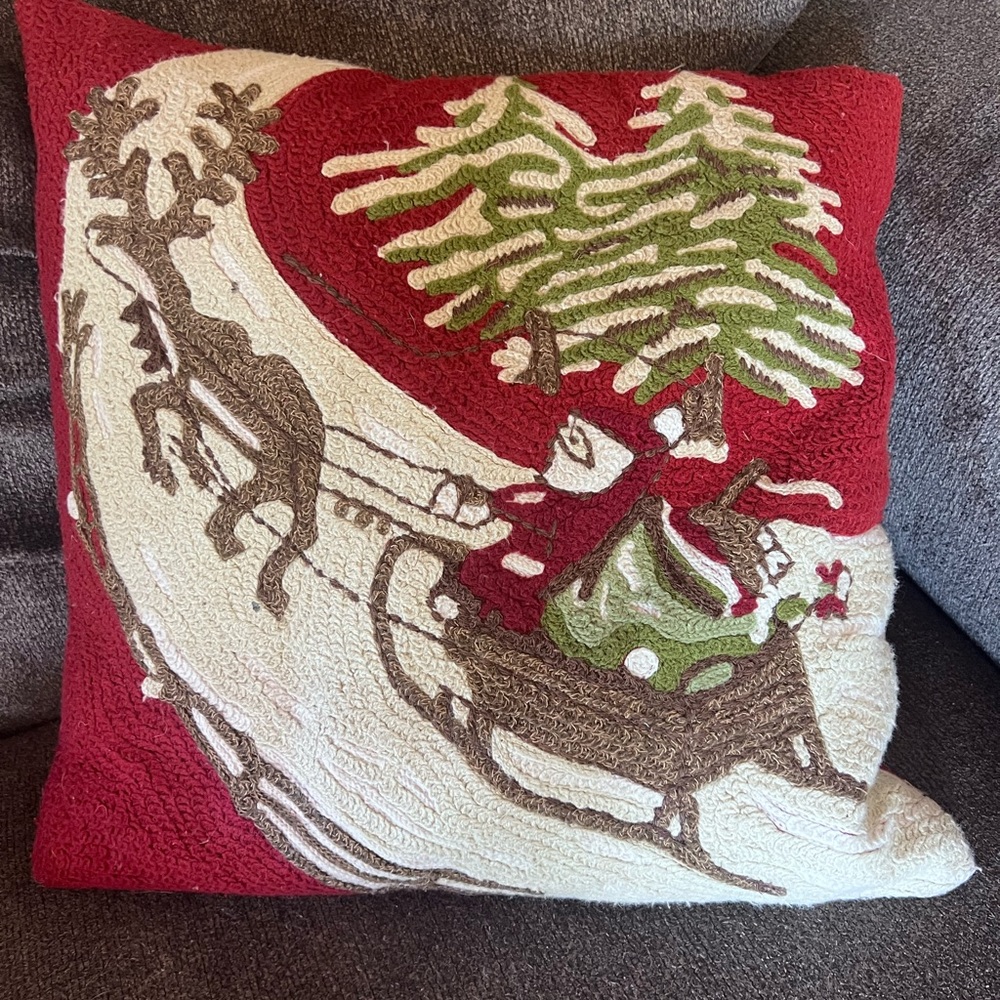 Festive Holiday Pottery Barn Santa Pillow Cover